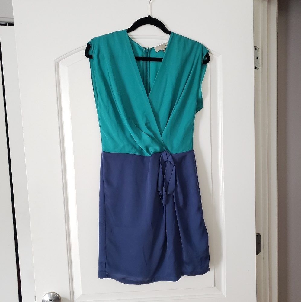 Heed Navy and Turquoise Colorblock Dress